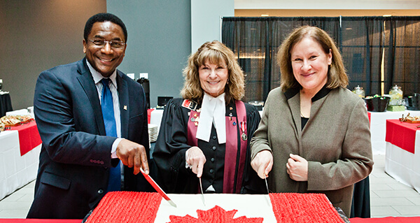 Toronto City Councillor Michael Thompson, Judge Joyce Frustaglio and MaRS CEO Dr. Ilse Treurnicht helped welcome new citizens