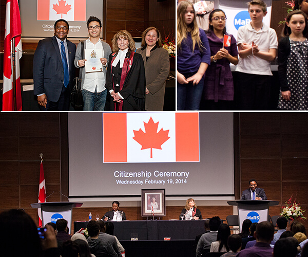 Scenes from the citizenship ceremony at MaRS