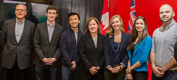 IAF Managing Director Barry Gekiere, Youth IAF recipients and MaRS CEO Ilse Treurnicht