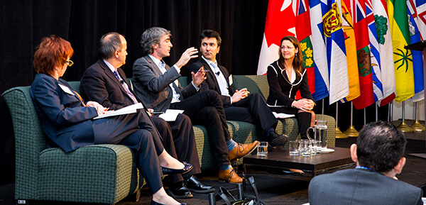 Patrice Merrin, Gaetan Thomas, Tom Rand, Ali Haj-Fraj and Lisa DeMarco discuss energy innovation momentum in Canada