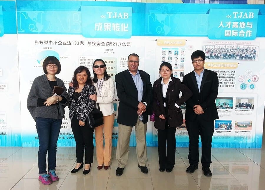 The tour group, featuring TJAB staff, Fang Liu, Xuefei Mao, Malik Slassi and Translator 