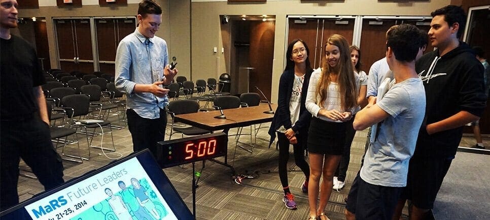 Student prepping for pitch competition