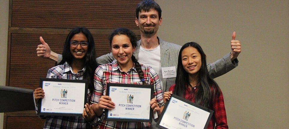 Junior cohort winner Tip Tap with facilitator Ryan Burwell
