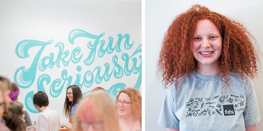 Left: The Etsy Canada office at MaRS. Right: A FUTURE DESIGN SCHOOL student.