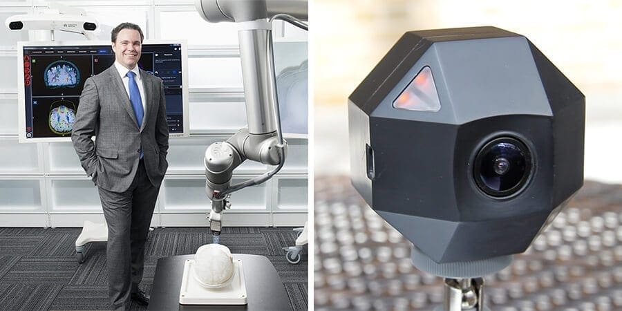 Left: Cameron Piron, co-founder and president of Synaptive Medical. Right: ZEITDICE timelapse camera.