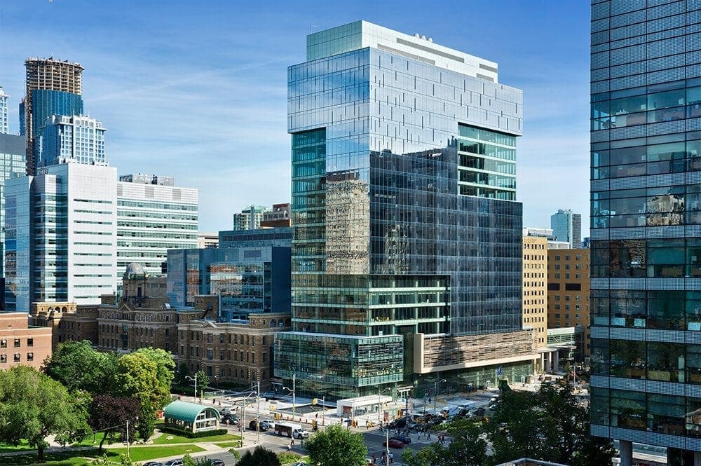 The MaRS Phase 2 tower at College Street and University Avenue in Toronto. MaRS plays a critical role in the dynamic hub that is Toronto's Discovery District, "which exemplifies the new model for urban multi-sector innovation," write Meric Gertler and Ilse Treurnicht. 